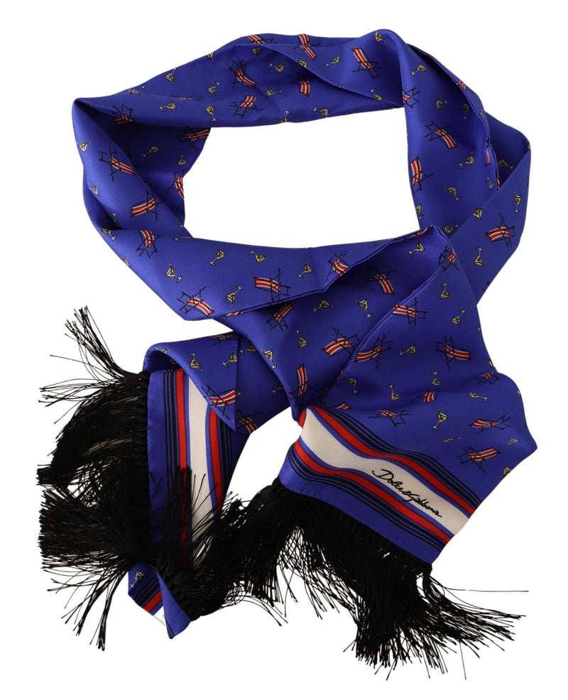 Violet Cocktail Chair Print Silk Shawl Scarf