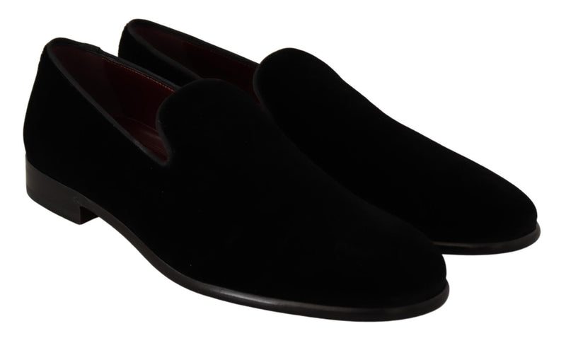 Black Velvet Dress Slip On Loafers Shoes