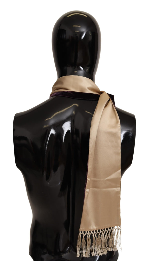 Gold Brown Shawl Fringe Viscose Silk Scarf