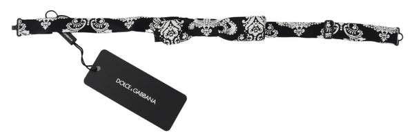 White Sicily Print Adjustable Neck Papillon Bow Tie