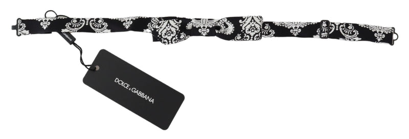 White Sicily Print Adjustable Neck Papillon Bow Tie