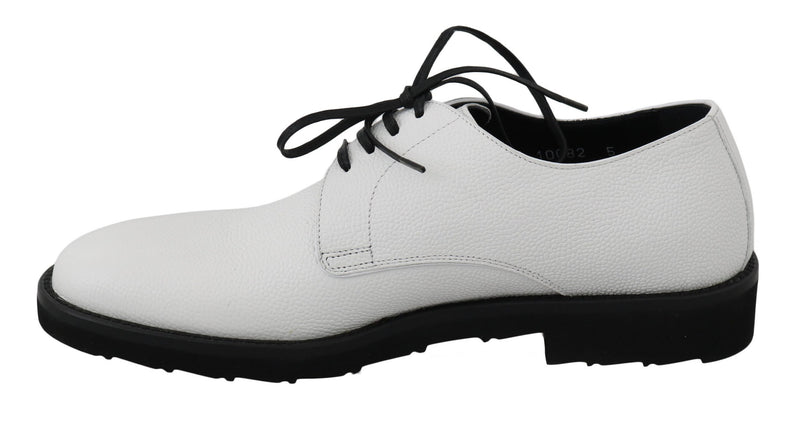 White Leather Derby Dress Formal Shoes