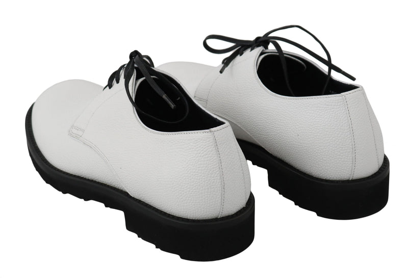 White Leather Derby Dress Formal Shoes