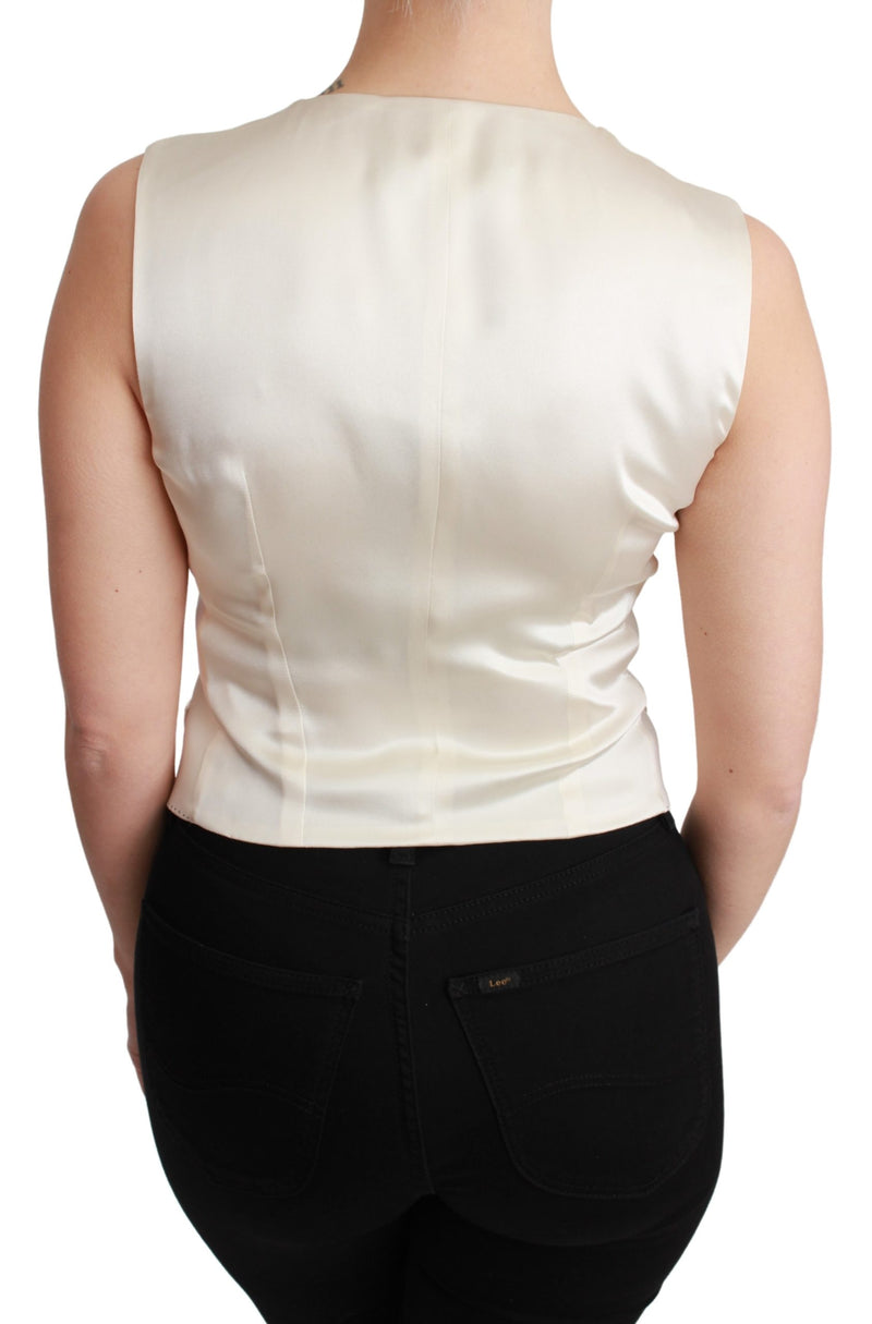 White Waistcoat Sleeveless Wool Top Vest