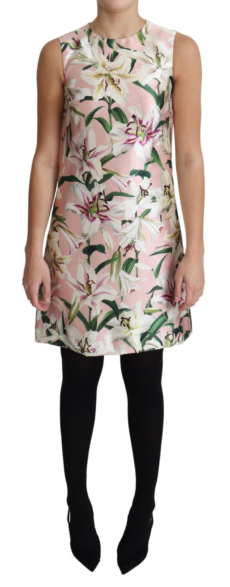 Pink Lily Print A-Line Shift Mini Dress