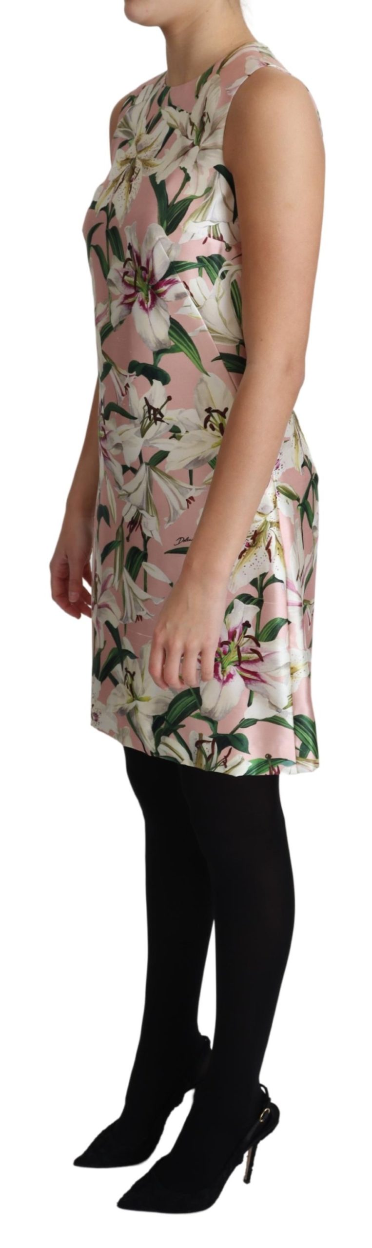 Pink Lily Print A-Line Shift Mini Dress