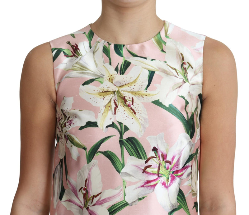 Pink Lily Print A-Line Shift Mini Dress