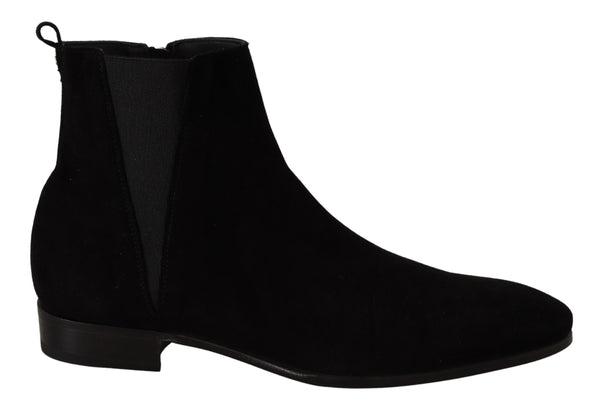 Black Suede Leather Chelsea Boots Shoes
