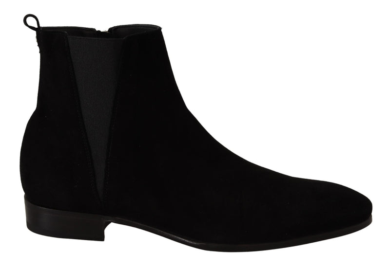Black Suede Leather Chelsea Boots Shoes