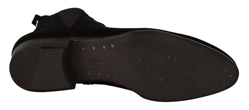 Black Suede Leather Chelsea Boots Shoes