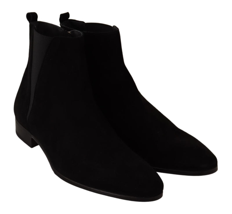 Black Suede Leather Chelsea Boots Shoes