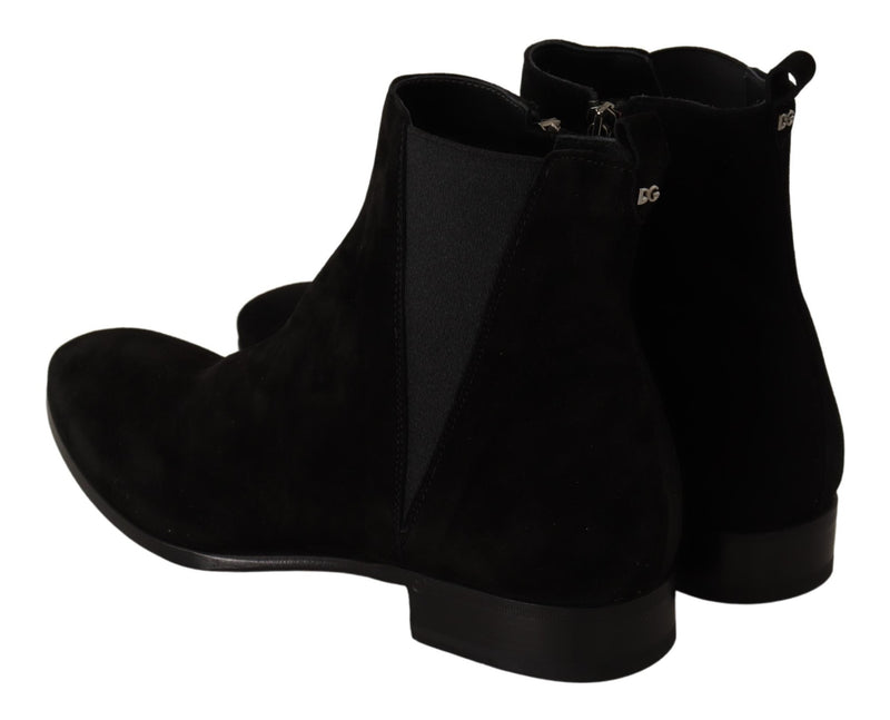 Black Suede Leather Chelsea Boots Shoes