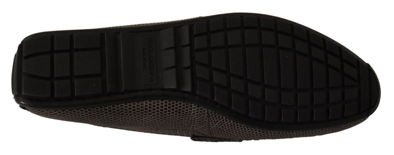 Gray Lizard Skin Leather Mocassin Shoes