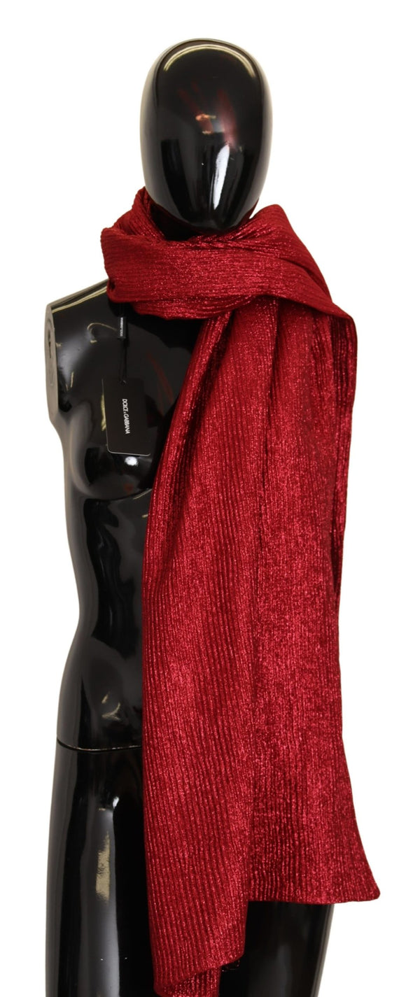 Metallic Red Wool Blend Shawl Wrap Scarf