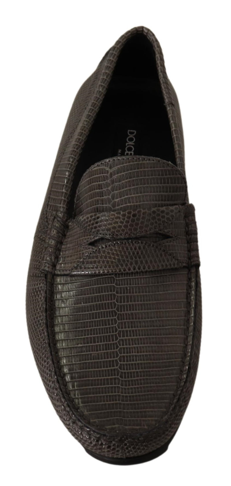 Gray Lizard Skin Leather Mocassin Shoes