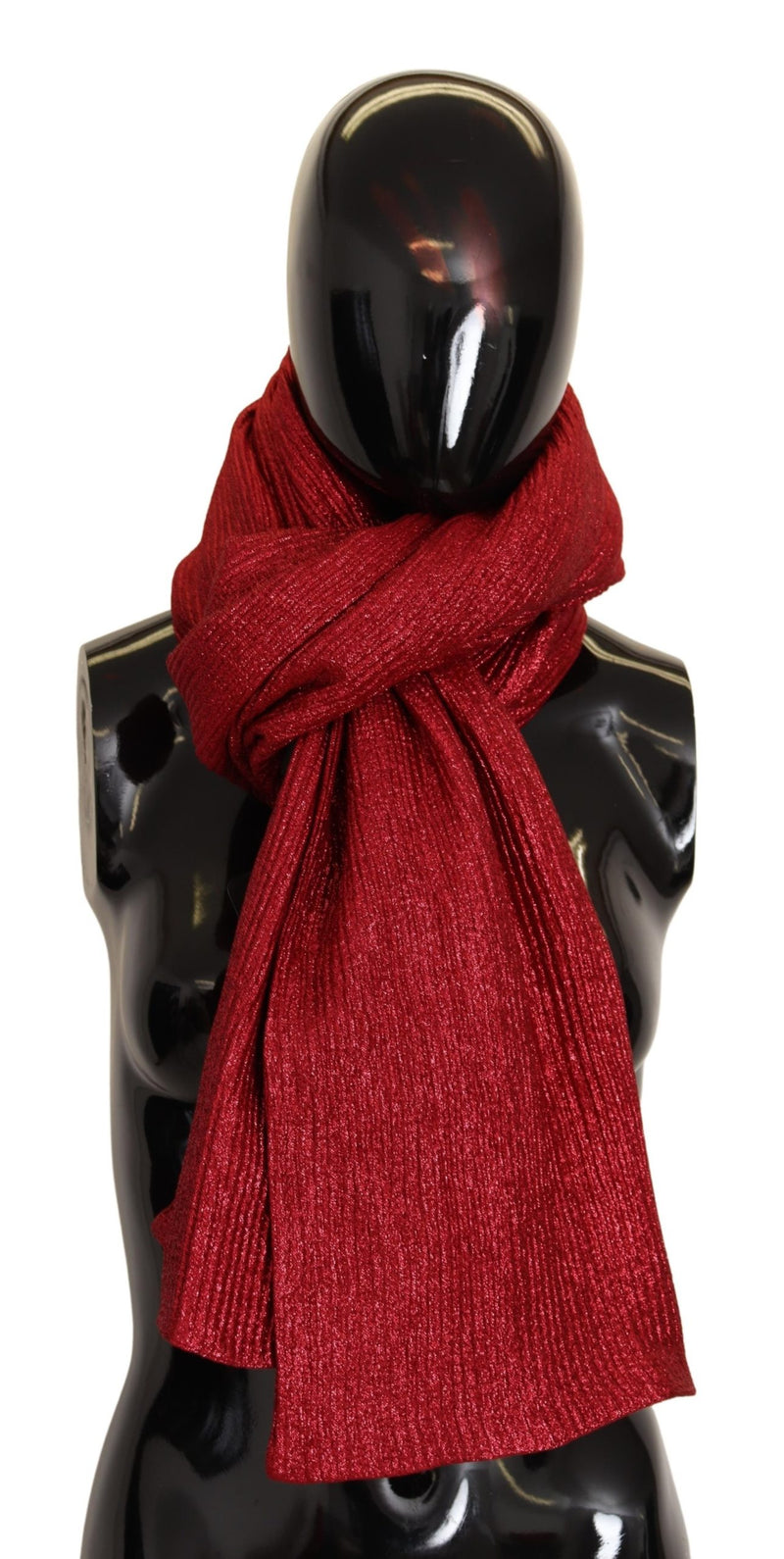 Metallic Red Wool Blend Shawl Wrap Scarf