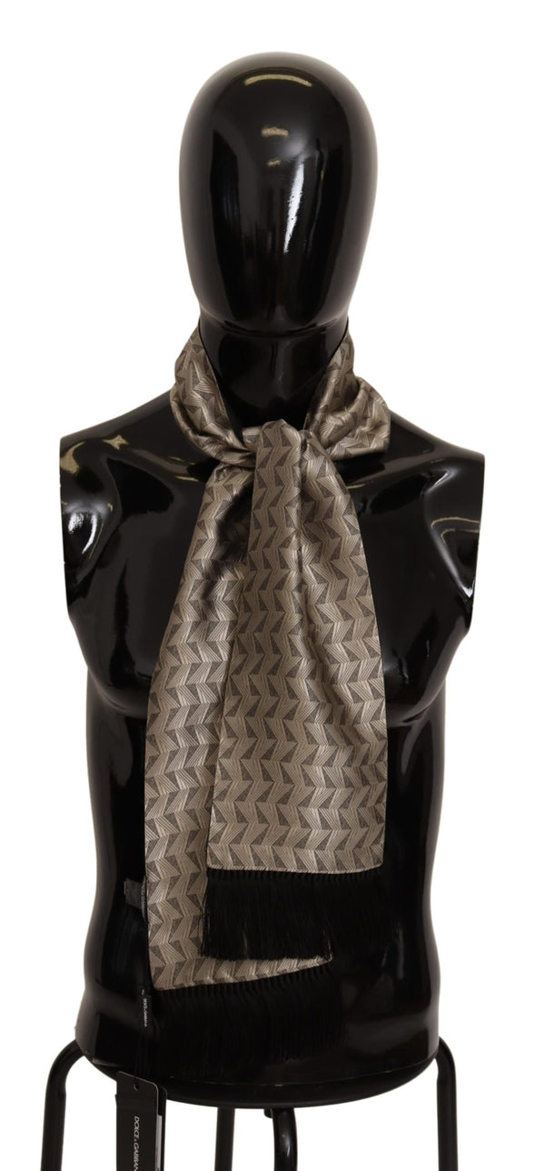 Khaki Zigzag Pattern Silk Wrap Stole Scarf