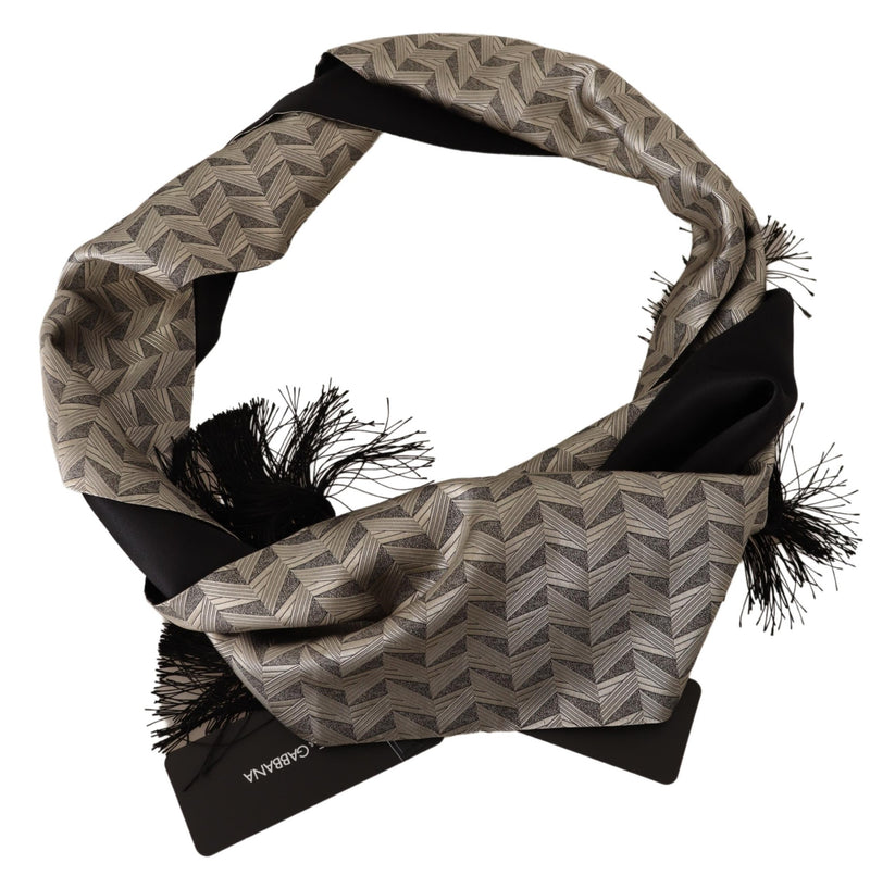 Khaki Zigzag Pattern Silk Wrap Stole Scarf