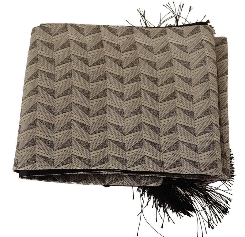 Khaki Zigzag Pattern Silk Wrap Stole Scarf