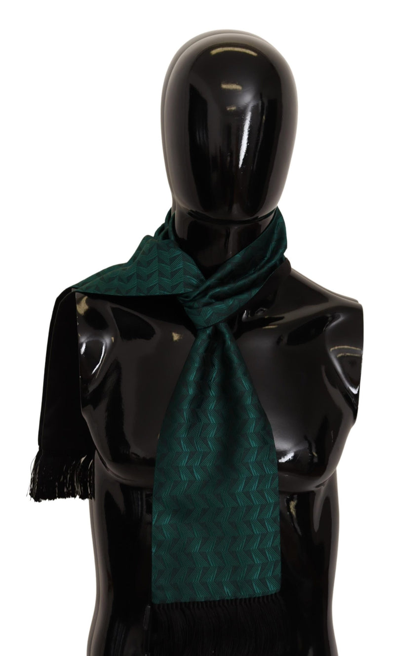 Green Zigzag Pattern Silk Wrap Shawl Scarf