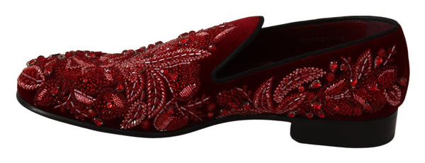 Shoes Red Velvet Crystal Slip On Loafer