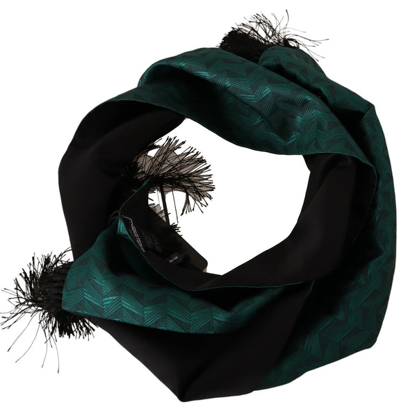 Green Zigzag Pattern Silk Wrap Shawl Scarf