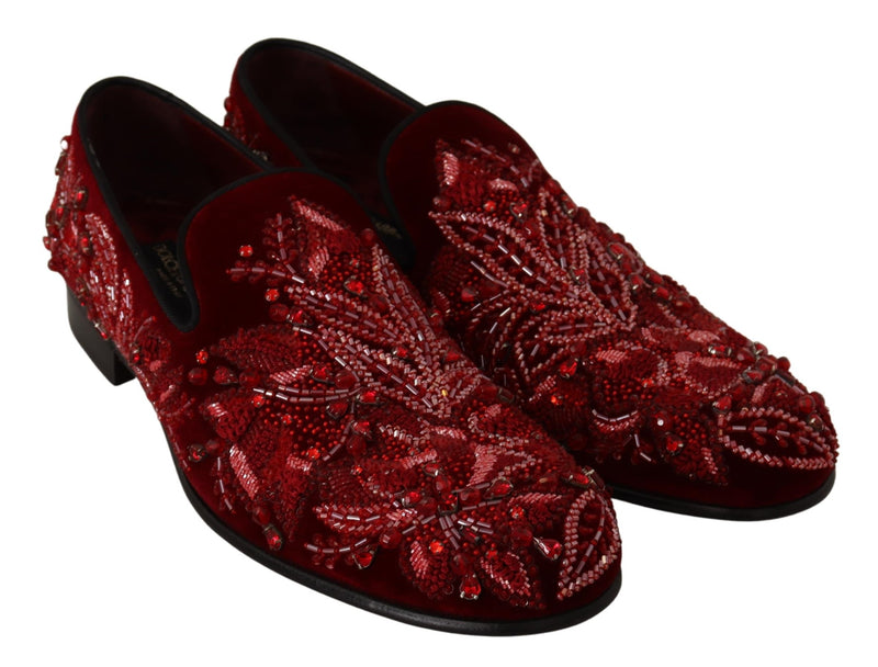 Shoes Red Velvet Crystal Slip On Loafer