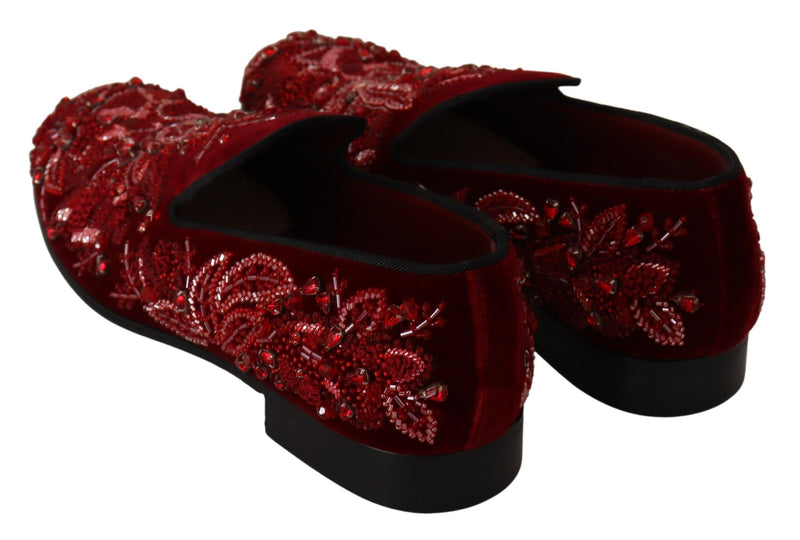 Shoes Red Velvet Crystal Slip On Loafer