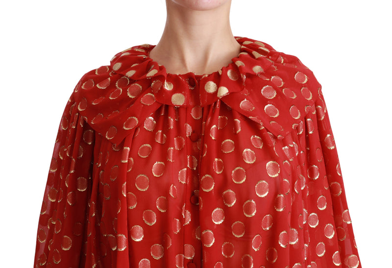 Red Gold Silk Shirt Womens Blouse