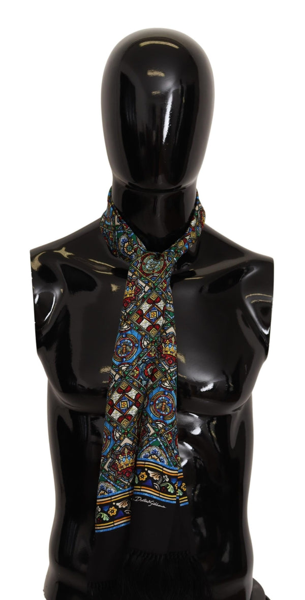 Multicolor Print Silk Neck Wrap Shawl Mens Scarf