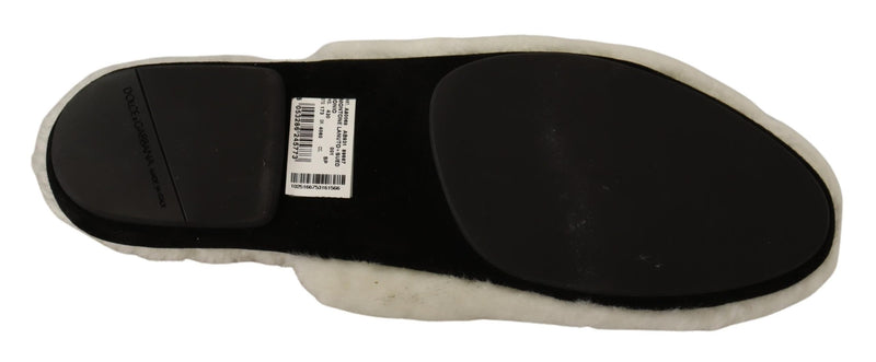 White Suede Faux Fur Flats Slides Slipper Shoes