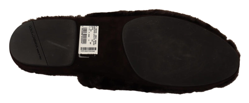 Black Suede Faux Fur Flats Slides Slipper Shoes