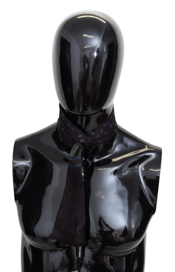 Purple Patterned Skinny Wrap Silk Mens Scarf