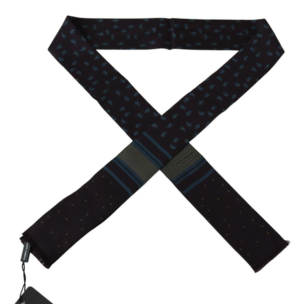 Purple Patterned Skinny Wrap Silk Mens Scarf
