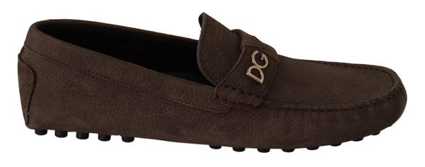 Brown Leather Flat Slip On Mocassin  Shoes