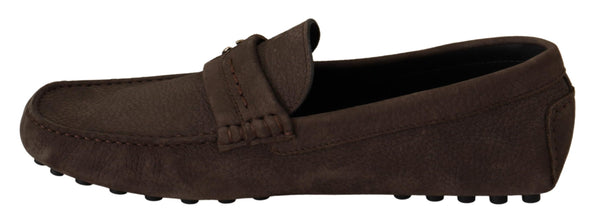 Brown Leather Flat Slip On Mocassin  Shoes