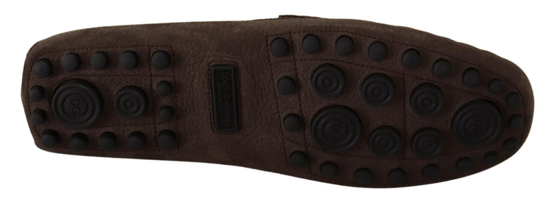 Brown Leather Flat Slip On Mocassin  Shoes