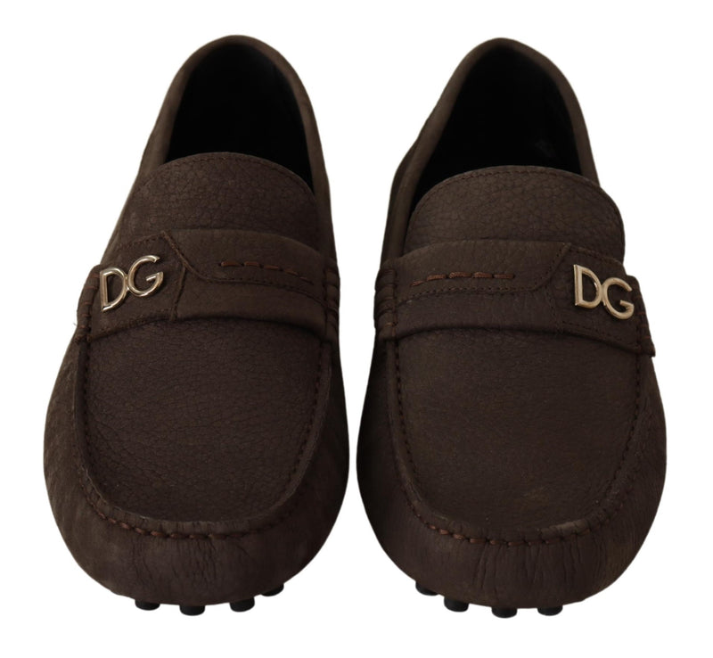 Brown Leather Flat Slip On Mocassin  Shoes