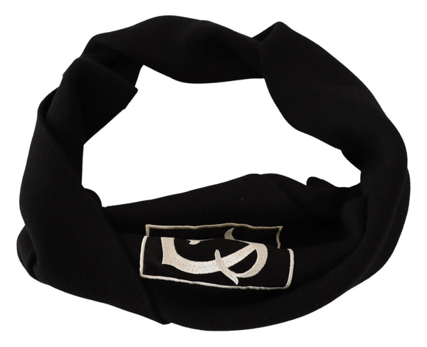 Black Wool Knit DG Logo Shawl Wrap Scarf