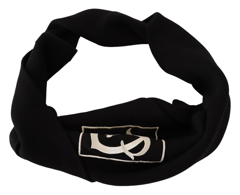 Black Wool Knit DG Logo Shawl Wrap Scarf
