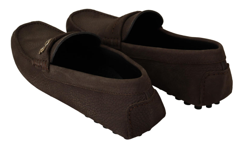 Brown Leather Flat Slip On Mocassin  Shoes