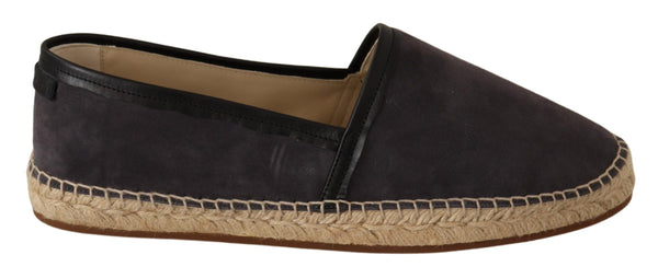 Gray Suede Flat Slip On Espadrilles Shoes
