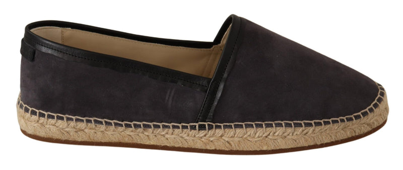 Gray Suede Flat Slip On Espadrilles Shoes
