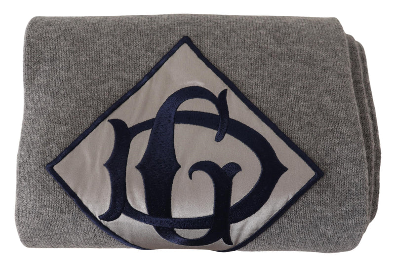 Gray Wool Knitted DG Logo Shawl Scarf