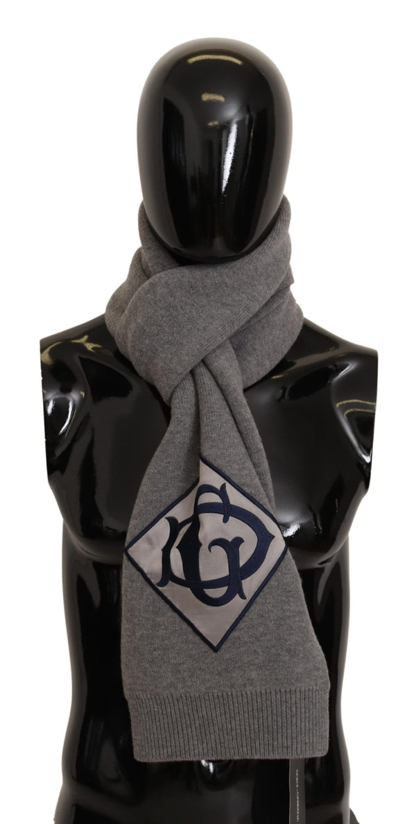 Gray Wool Knitted DG Logo Shawl Scarf