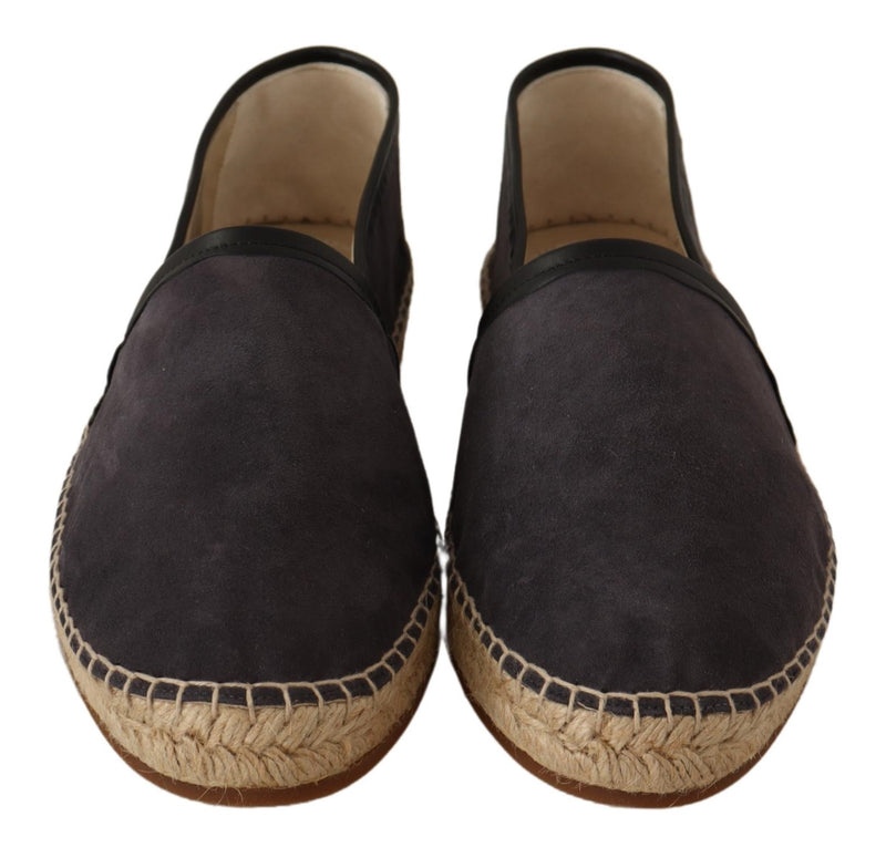 Gray Suede Flat Slip On Espadrilles Shoes