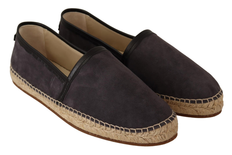 Gray Suede Flat Slip On Espadrilles Shoes