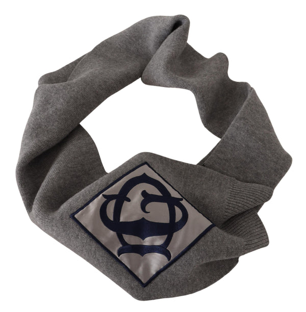 Gray Wool Knitted DG Logo Shawl Scarf