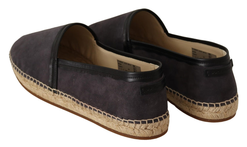 Gray Suede Flat Slip On Espadrilles Shoes