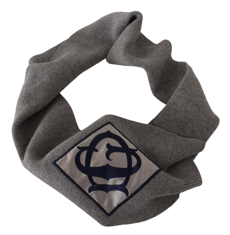 Gray Wool Knitted DG Logo Shawl Scarf
